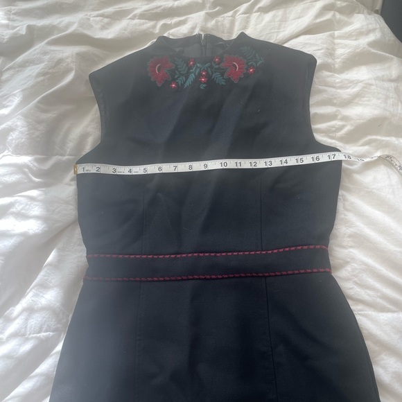 Brooks Brother black wool blend floral embroidered mock neck dress | 8 - Picture 10 of 12